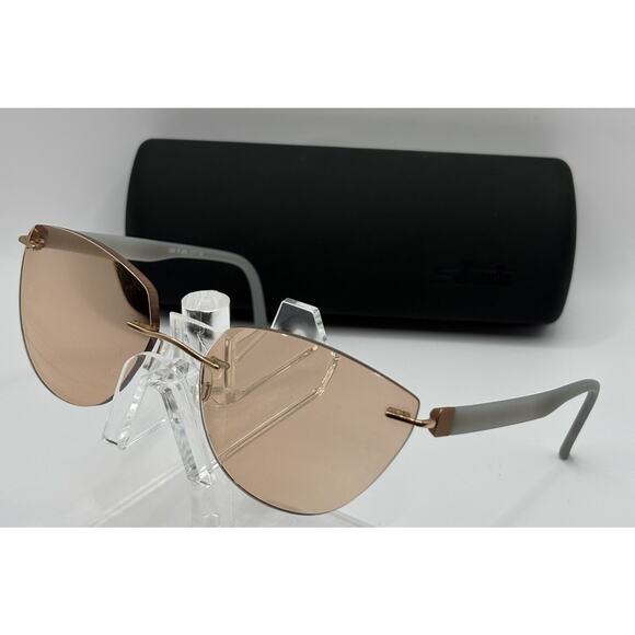 Silhouette Rimless Sunglasses Rose Gold Brown Lens Unisex 50mm main image 4